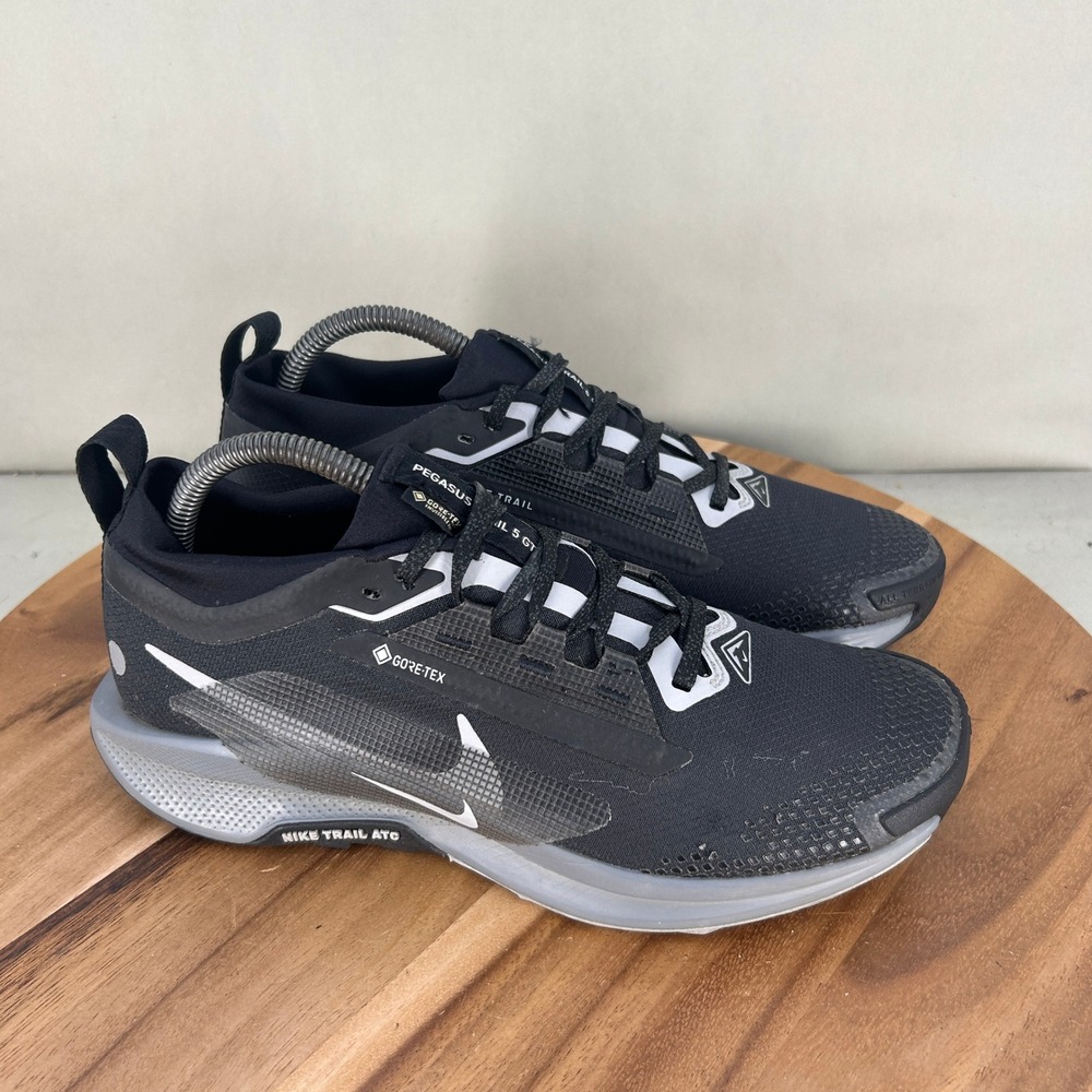 Nike Pegasus Trail 5 GTX Waterproof Black Grey Mens Trail Running Shoes Size 9